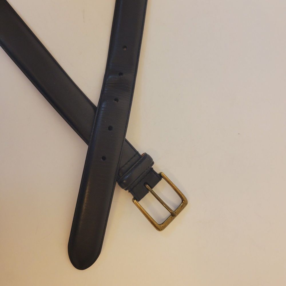 Mens Polo Ralph Lauren Genuine Italian Leather Black Belt - Picture 5 of 9